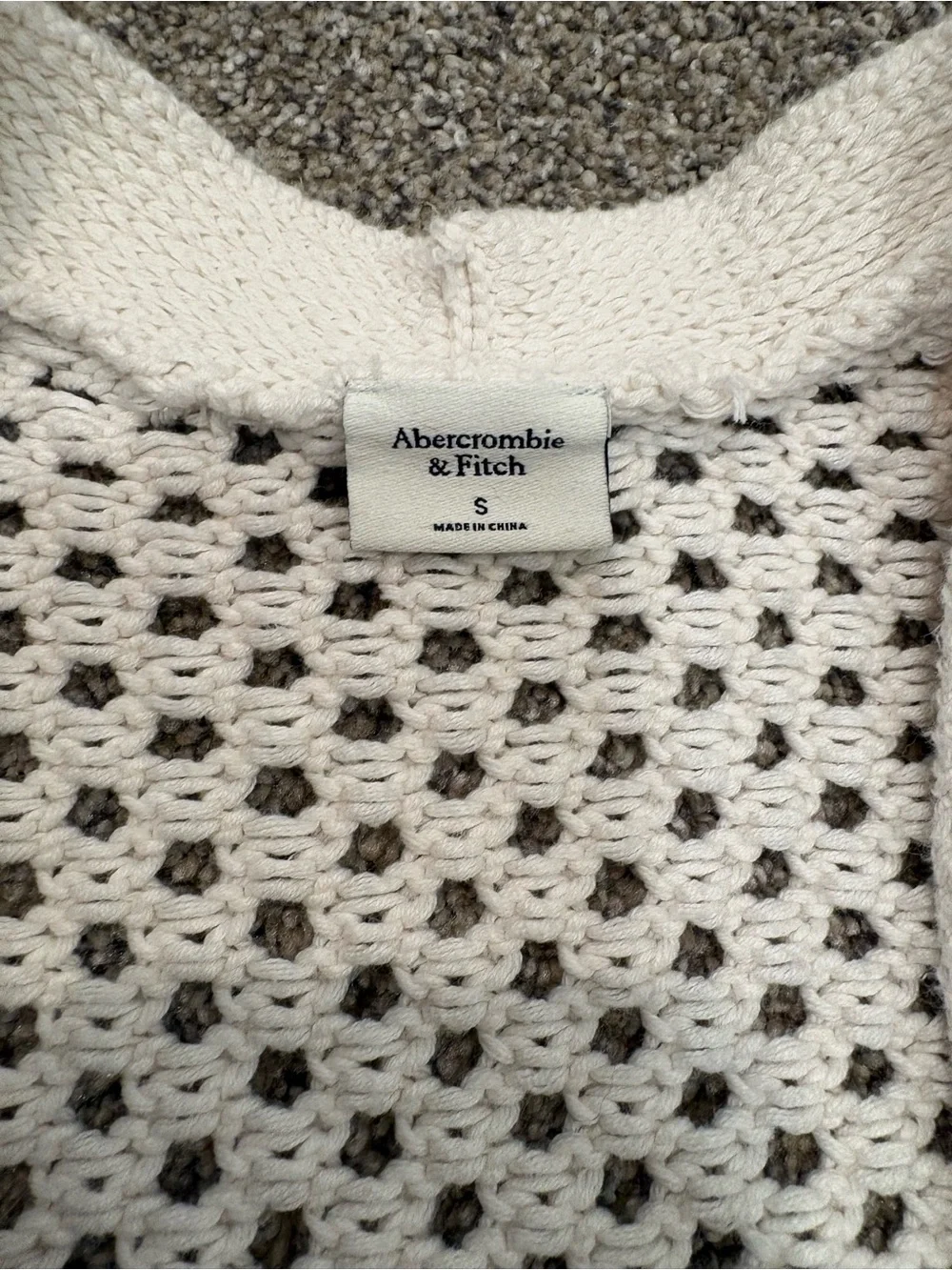 Abercrombie & fitch mesh knit cream cardigan small - Picture 3 of 4